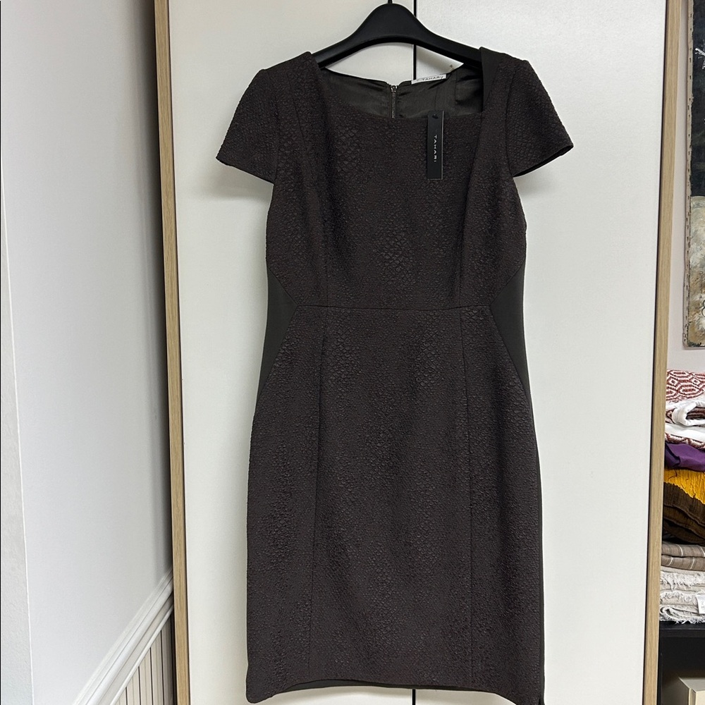T Tahari Brown Short Sleeve Dress